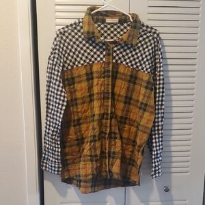 Promesa Black & White Gingham with Mustard Plaid Shirt
